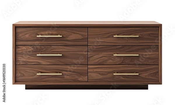 Fototapeta Stylish wooden dresser modern bedroom furniture design minimalist environment side view home decor inspiration