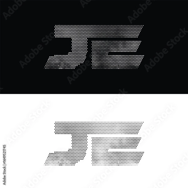 Fototapeta JE Monogram Logo with Halftone Dot Effect Modern Sports & Tech Style