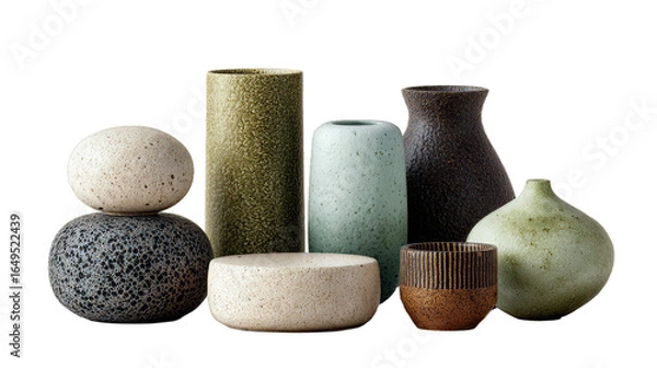 Fototapeta Ceramic objects isolated on white background