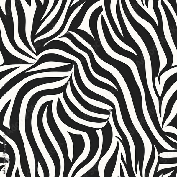 Fototapeta Monochrome Zebra Stripes Abstract Pattern Seamless Design in Black and White