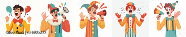 Fototapeta screaming clown character vector