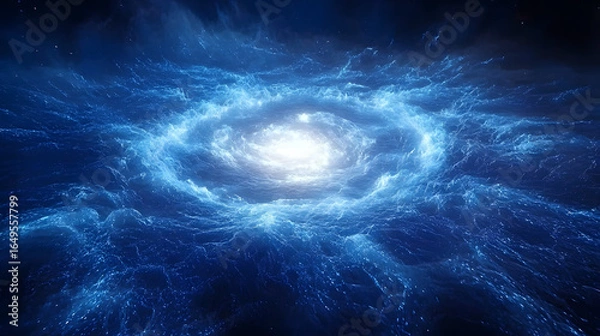 Fototapeta Stunning blue nebula with a brilliant white disk at its center creating a cosmic visual spectacle