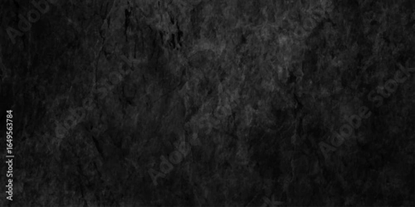 Fototapeta Abstract black wall texture for pattern background, well use as back drop black gradient frame, dirty dark raw cement wall texture and background, wide panorama picture black wall texture.