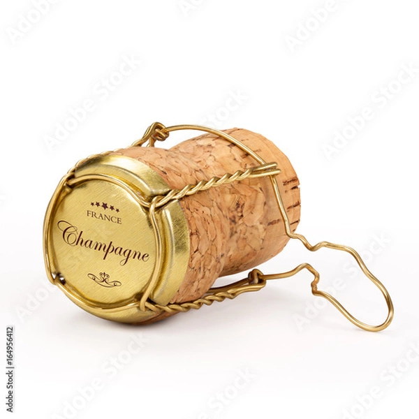 Fototapeta Champagne cork with text on cap, includes clipping path