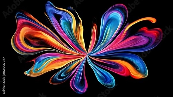 Fototapeta Abstract artistic representation of a colorful flower design featuring vibrant brushstrokes against a black background photo