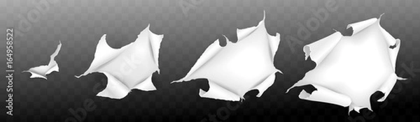 Fototapeta Realistic paper torn. Hole in sheet of paper. Vector illustration