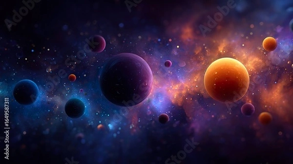 Fototapeta Vibrant planets in deep space