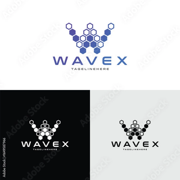 Fototapeta Letter W Hexagon Logo Modern Geometric Honeycomb Design for Technology, Network, or Digital Brand