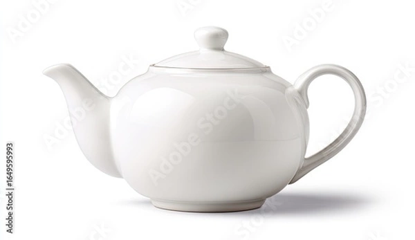 Obraz White ceramic teapot, rounded shape, simple design