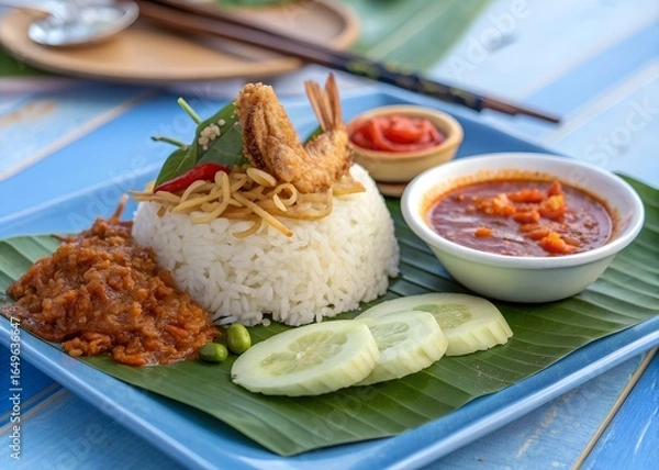 Obraz Prawn Fried Rice with Spicy Sauce Recipe