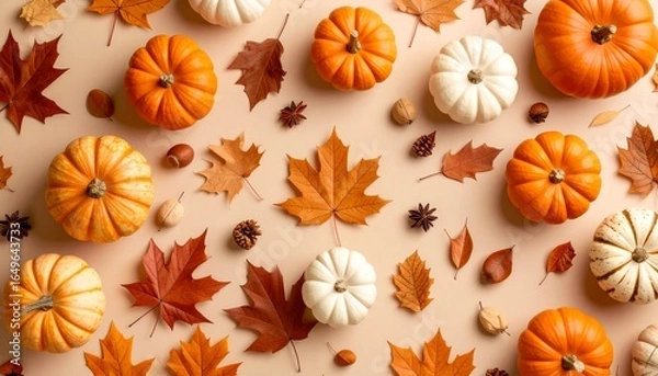 Fototapeta Autumn Halloween Leaves Pattern