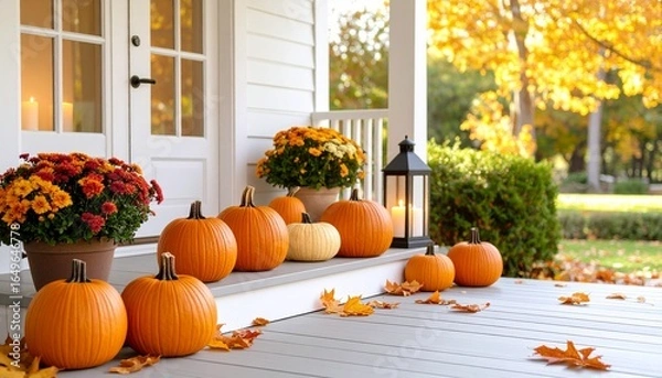 Fototapeta Jack-o’-Lanterns on Porch