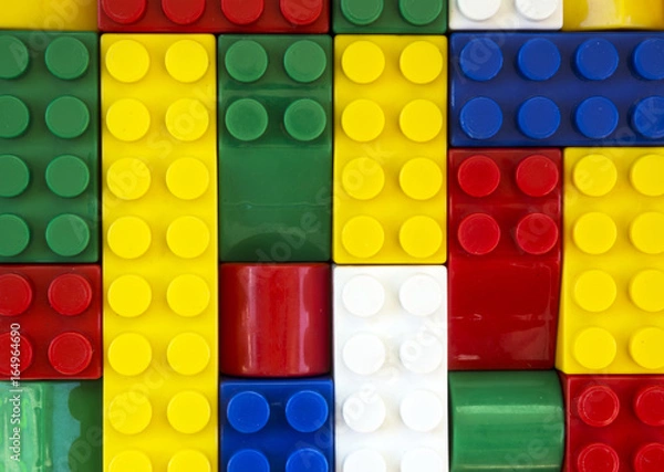 Obraz Plastic toy bricks colourful background