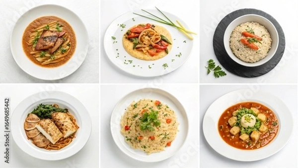 Fototapeta 6 image of different gourmet cooking