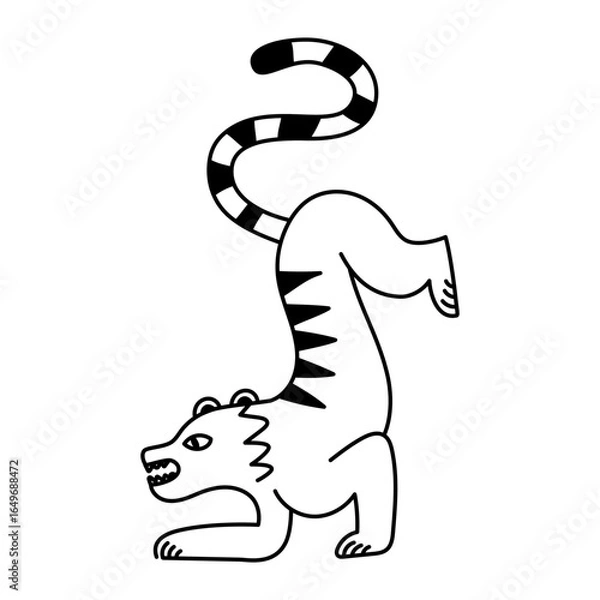 Fototapeta Vector logo design template and graphic element for advertising, branding, posters and banners, funny cartoon cat  illustration with smiling character and mascot