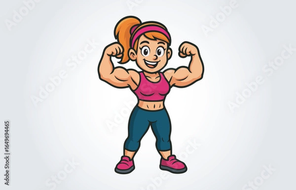 Obraz Body Builder Mascot Cartoon Vector Template