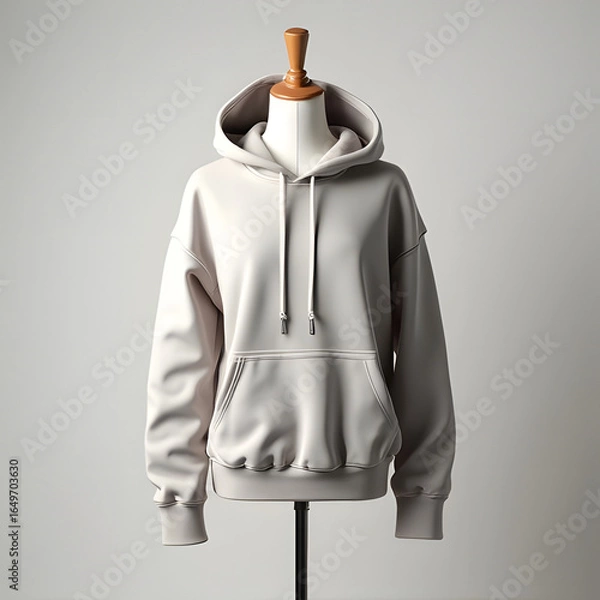 Obraz AI Generated Hoodie Mockup on Mannequin with Fashion Studio Backdrop, Soft Shadow, Plain Background