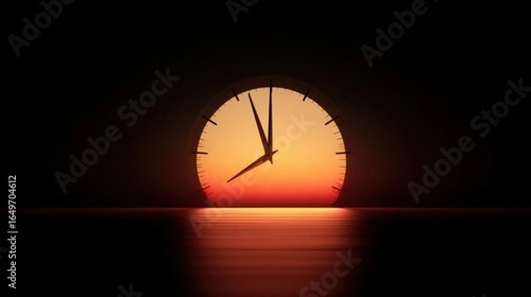 Fototapeta Sunset Clock: Time's Reflection