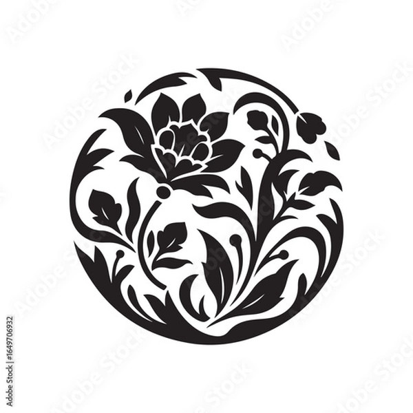 Fototapeta floral design vector silhouette clip art idea logo design illustration. flower abstract icon set collections.