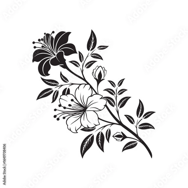 Fototapeta floral design vector silhouette clip art idea logo design illustration. flower abstract icon set collections.