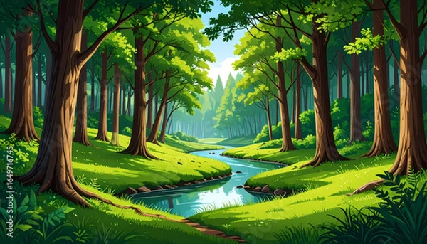 Obraz Serene forest stream scene