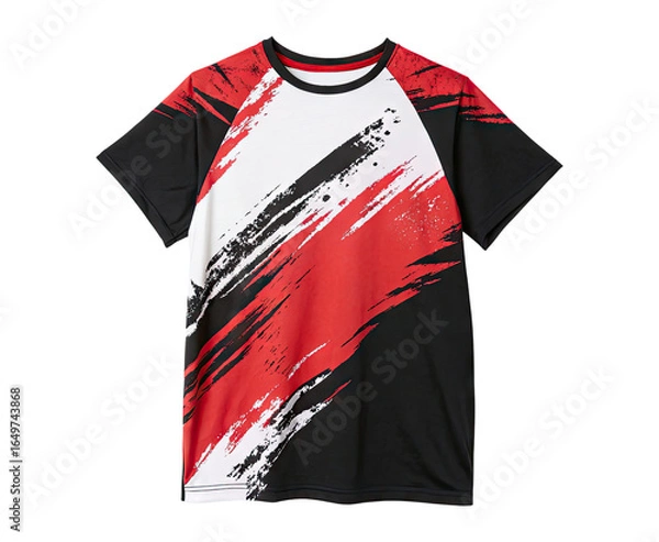 Obraz Cool stylish abstract red, black, and white art print t-shirt isolated on a transparent background png

