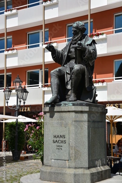 Fototapeta Nuremberg, Bavaria, Germany: Monument to Hans Sachs (1494-1576), poet, playwright and composer