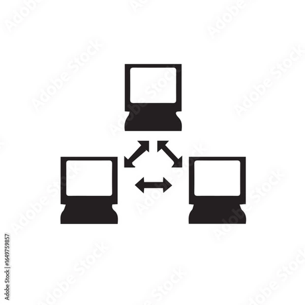 Obraz Device technology with laptop computer, monitor, and mobile phone icons for business communication on a network