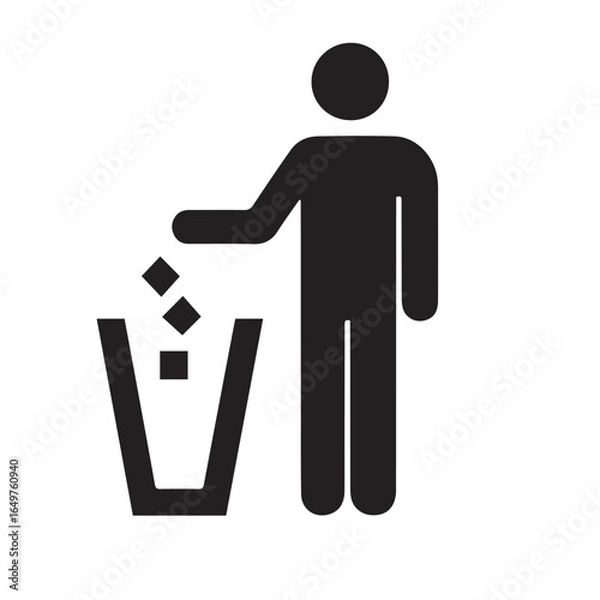 Obraz 3d icons of people and a trash can, symbolizing business, men, and women figures