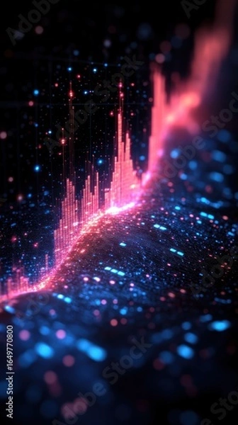 Fototapeta Abstract Digital Waveform: Neon Lightscape