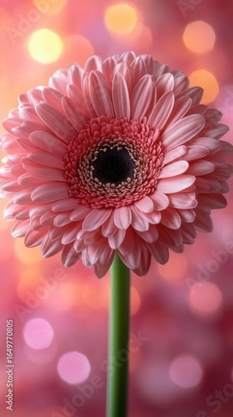 Fototapeta Pink Gerbera Daisy Bloom in Soft Bokeh Background