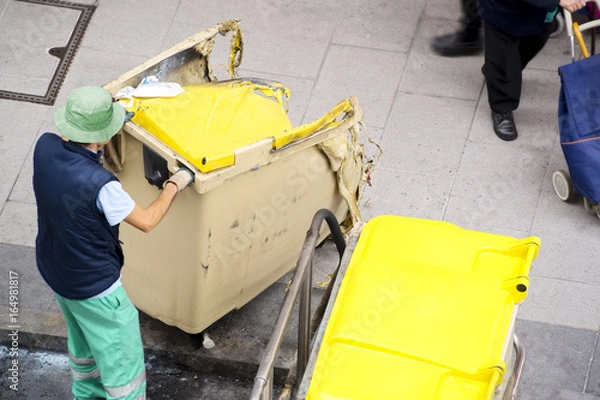 Fototapeta garbage bin container maintenance by the burning