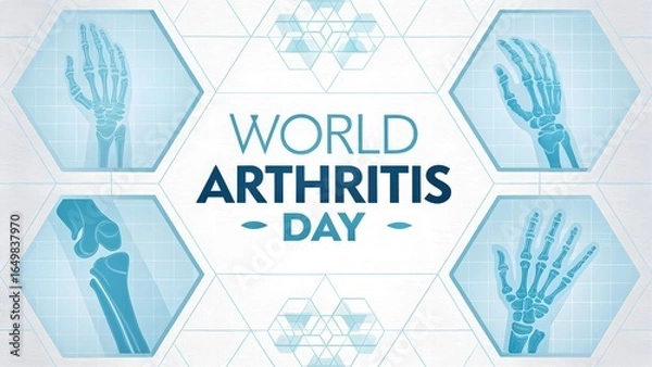 Obraz World arthritis day awareness banner with hand and bone skeleton illustration design