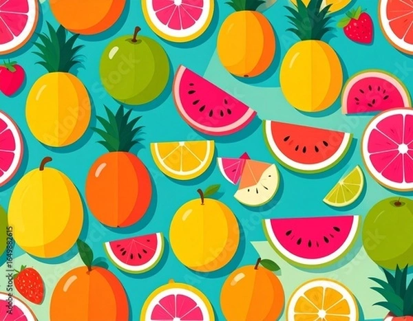 Obraz  Seamless background with fruits
