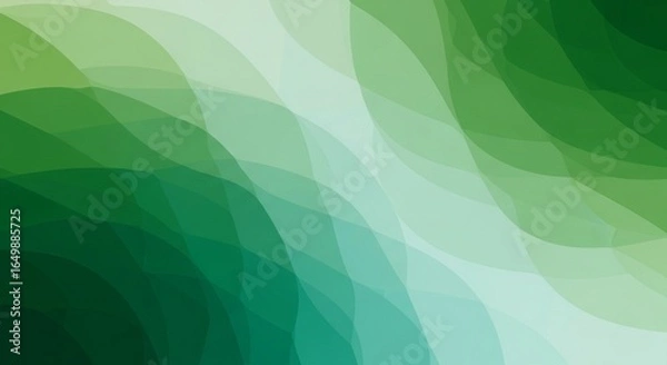 Obraz Serene Green Flow An Abstract Background of Smooth Overlapping Translucent Wavy Layers.