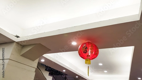 Fototapeta Red and beautiful Chinese lantern. Red lanterns for chinese new year. 