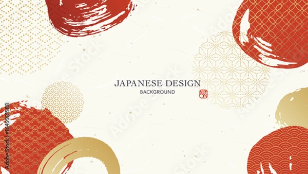 Obraz 和柄と赤いインクのモダンな和風の背景