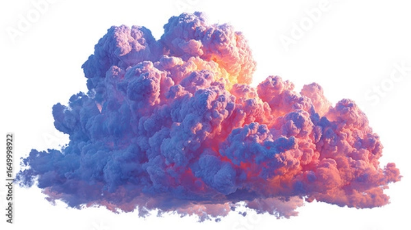 Fototapeta Colorful cloud formation with vibrant hues and soft textures. isolated on transparent background cutout