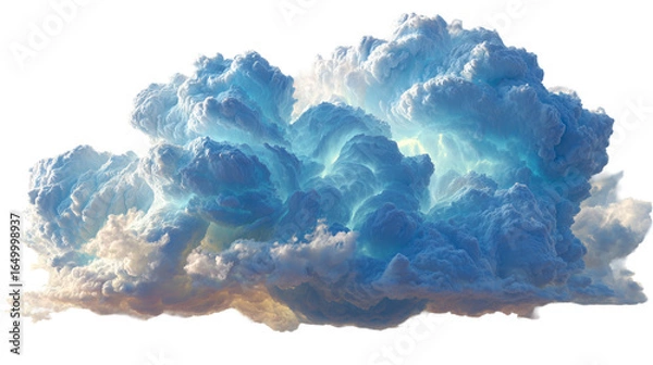 Fototapeta Dramatic cloud formation with vibrant colors and soft textures. isolated on transparent background cutout