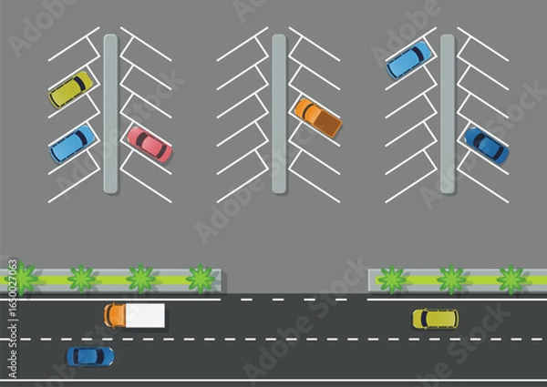 Obraz Top view of parking zone and highway