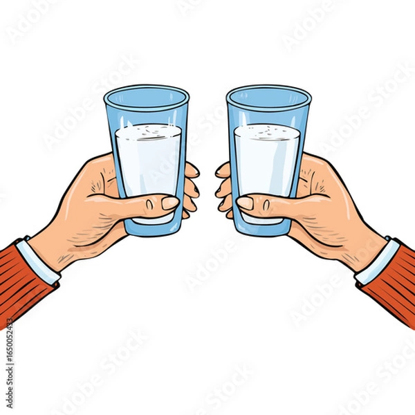 Obraz Hands holding milk glasses