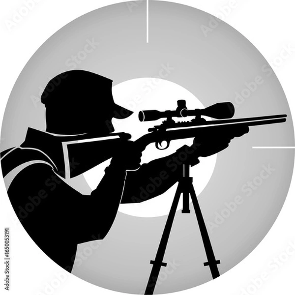 Obraz hunter shooting with rifle