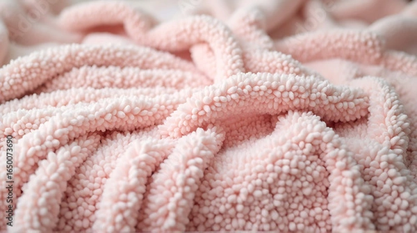 Fototapeta Delicate pink sherpa fabric with a soft and cozy texture creating a warm feeling