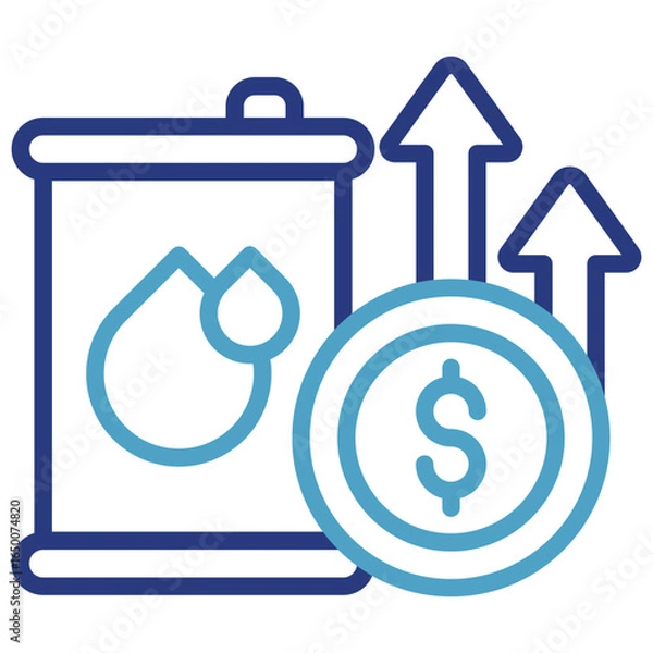 Fototapeta The growth icon of rising oil prices is a profitable investment in the energy sector in the global market and the increase in fuel costs has an impact on consumers.