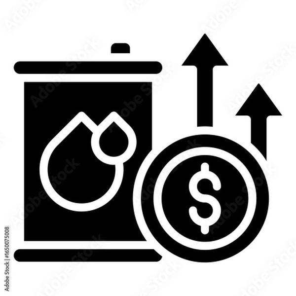 Fototapeta The growth icon of rising oil prices is a profitable investment in the energy sector in the global market and the increase in fuel costs has an impact on consumers.