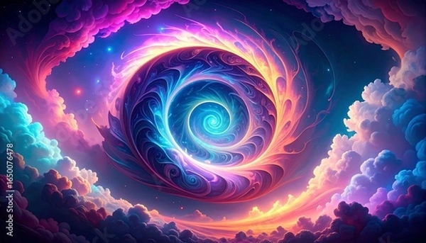 Fototapeta Abstract Spiral Nebula in Colorful Cloudscape.