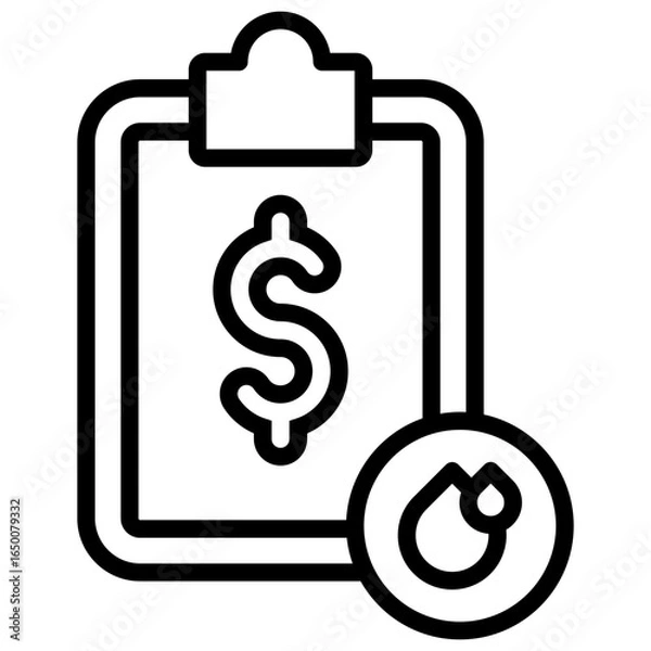 Fototapeta Icon for documents or data related to costs and profits in the energy industry to show statistical data about fuel prices or energy costs in visual form.