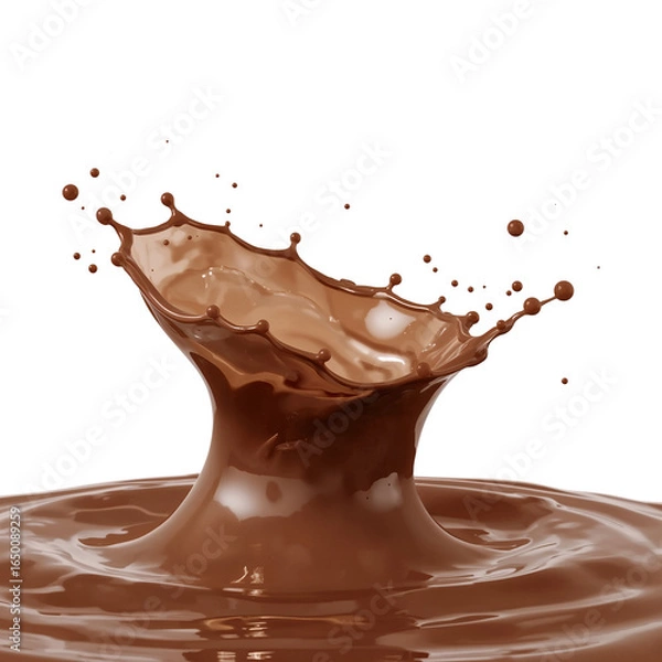 Fototapeta Magnificent close-up of a chocolate splash creating artistic patterns on black background
