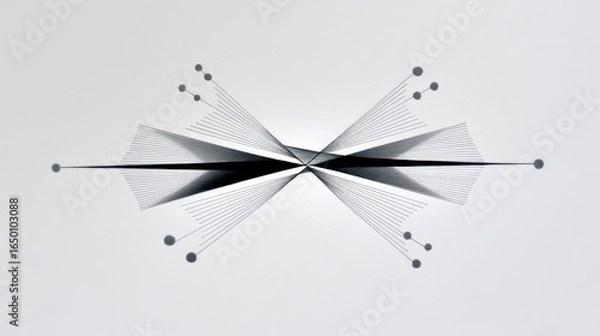 Obraz Abstract geometric art featuring black lines and gray circles on a light background.