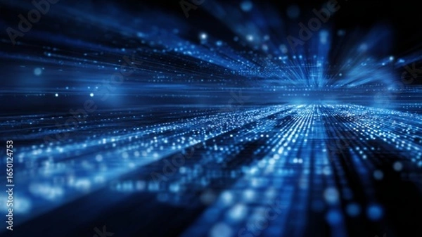 Fototapeta Abstract blue digital technology background with futuristic business innovation design, modern science data visualization, and corporate network connection concept
